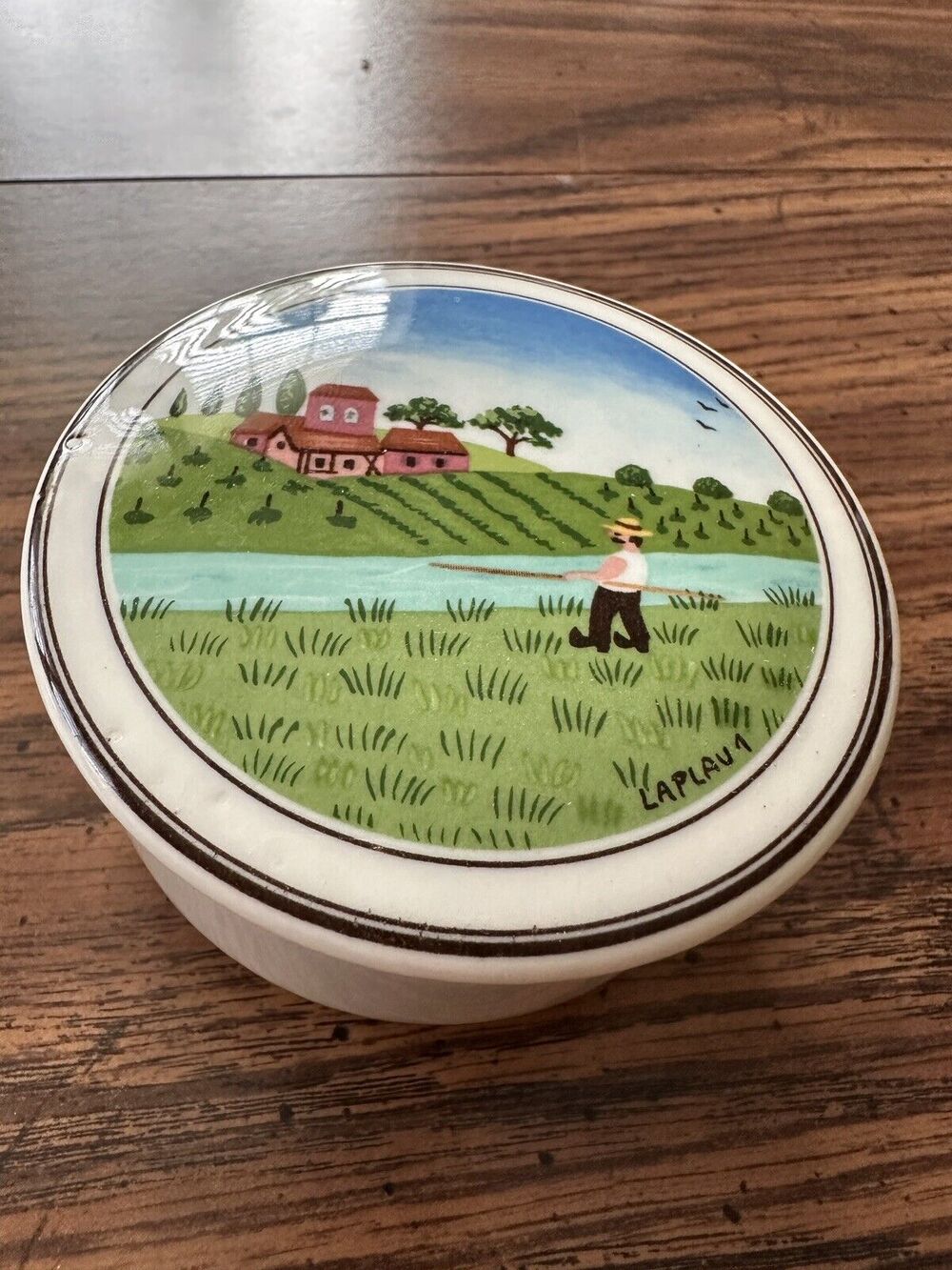 Villeroy & Boch Collectible Design Naif Country Farm 3" Trinket Box w/Lid Laplau